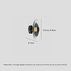 Lámpara de pared LED de hierro con cristal ahumado