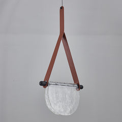 Lámpara Colgante Moderna de Cuero y Cristal