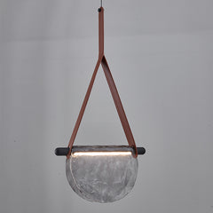 Lámpara Colgante Moderna de Cuero y Cristal