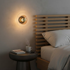 Lámpara de pared LED de hierro con cristal ahumado