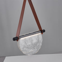 Lámpara Colgante Moderna de Cuero y Cristal