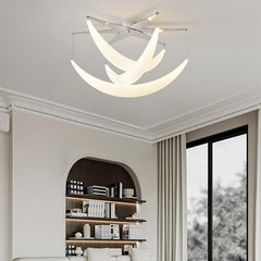 Araña de techo LED moderna, cromada y blanca