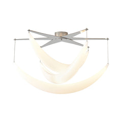 Araña de techo LED moderna, cromada y blanca