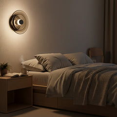 Lámpara de pared LED de hierro con cristal ahumado
