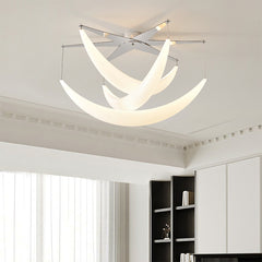 Araña de techo LED moderna, cromada y blanca