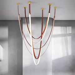 Modern Leather LED Loop Pendant Light