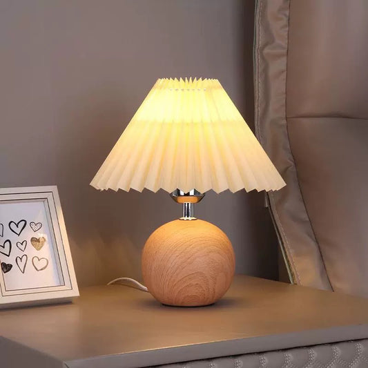 Modern Pleated Wood Table Lamp