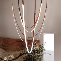 Modern Leather LED Loop Pendant Light