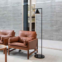 Geometric Shade Marble Base Floor Lamp