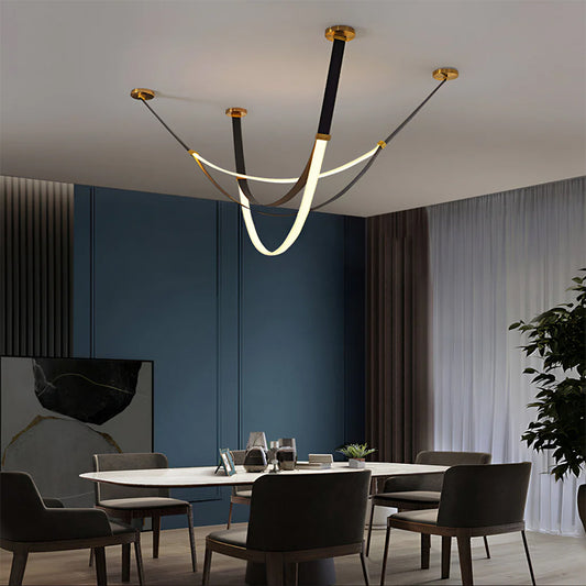 Modern Leather LED Loop Pendant Light
