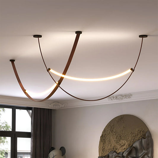 Modern Leather LED Loop Pendant Light