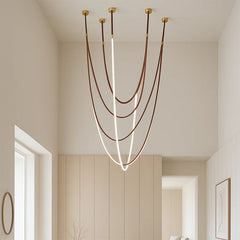 Modern Leather LED Loop Pendant Light