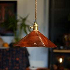Genuine Leather & Brass Pendant Light