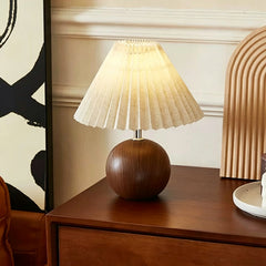 Modern Pleated Wood Table Lamp