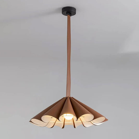 Modern Leather Pleated Pendant Light