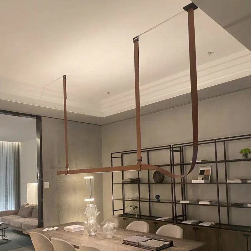 Modern Leather LED Linear Pendant Light