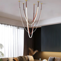 Modern Leather LED Loop Pendant Light