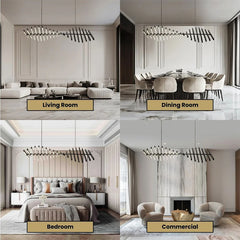 Luxury Linear LED Chandelier with Remote Control