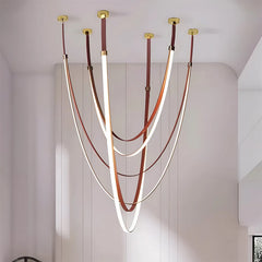 Modern Leather LED Loop Pendant Light