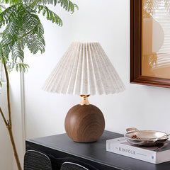 Modern Pleated Wood Table Lamp