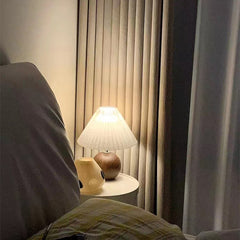 Modern Pleated Wood Table Lamp