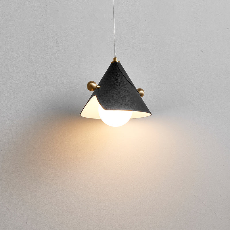 Modern Leather Cone Pendant  Light