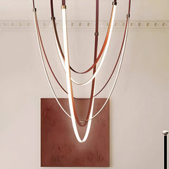 Modern Leather LED Loop Pendant Light