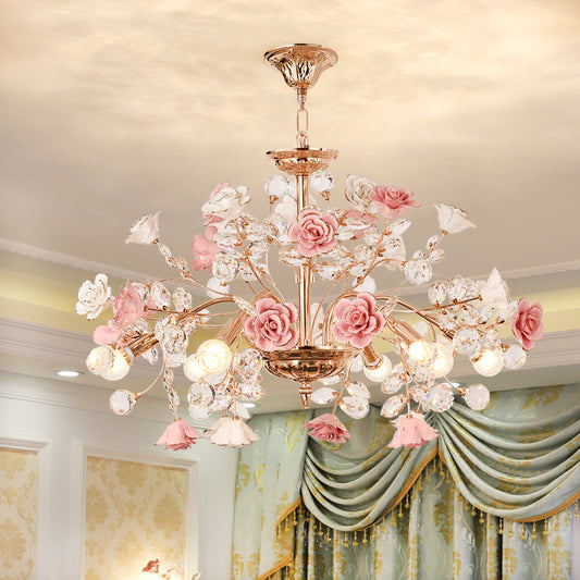 Luxury Rose Crystal Chandelier