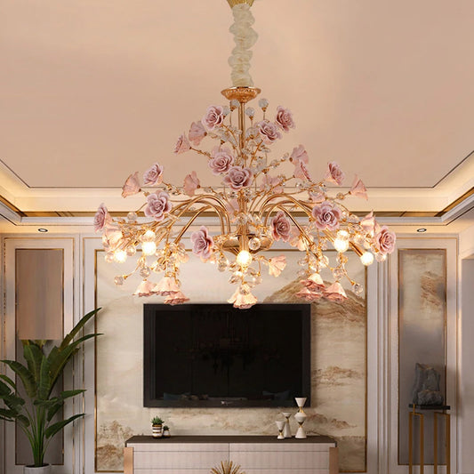 Luxury Rose Crystal Chandelier
